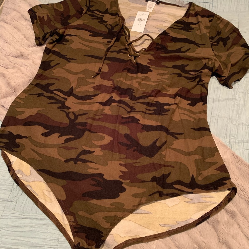 Fashion Nova Plus Size Camo Bodysuit